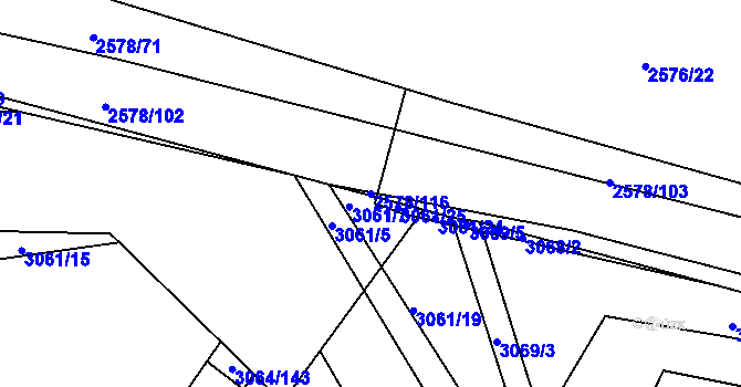 Parcela st. 2578/116 v KÚ Jemnice, Katastrální mapa