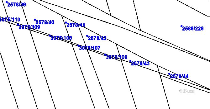 Parcela st. 3075/106 v KÚ Jemnice, Katastrální mapa