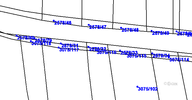 Parcela st. 3075/116 v KÚ Jemnice, Katastrální mapa