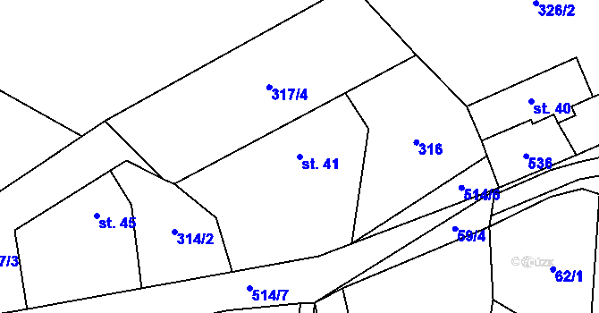 Parcela st. 41 v KÚ Jemnice u Moravce, Katastrální mapa