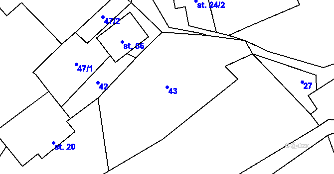 Parcela st. 43 v KÚ Jemnice u Moravce, Katastrální mapa