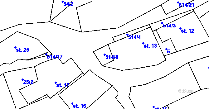 Parcela st. 514/8 v KÚ Jemnice u Moravce, Katastrální mapa