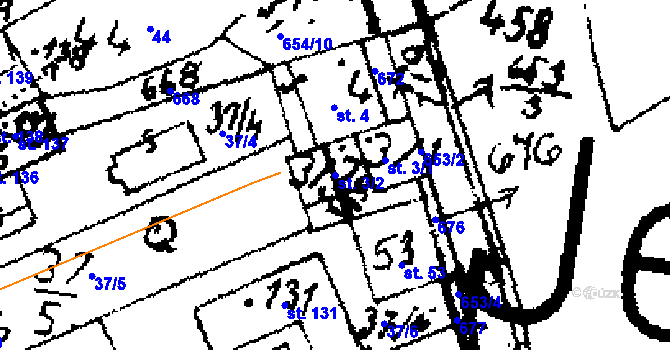 Parcela st. 3/2 v KÚ Jemníky, Katastrální mapa