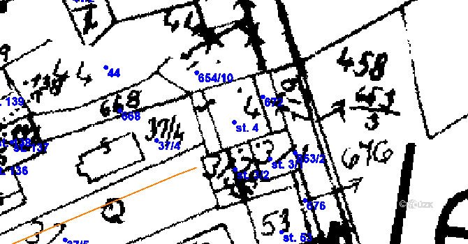 Parcela st. 4 v KÚ Jemníky, Katastrální mapa