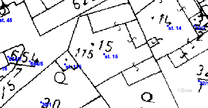 Parcela st. 15 v KÚ Jemníky, Katastrální mapa