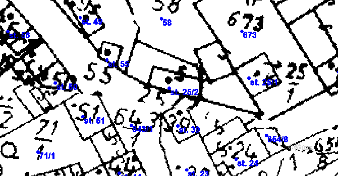 Parcela st. 25/2 v KÚ Jemníky, Katastrální mapa