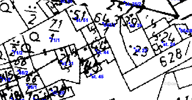 Parcela st. 44 v KÚ Jemníky, Katastrální mapa