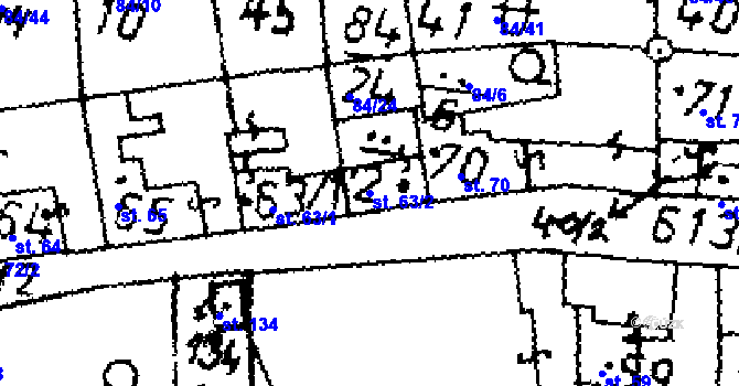 Parcela st. 63/2 v KÚ Jemníky, Katastrální mapa