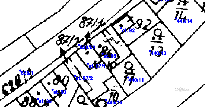 Parcela st. 86 v KÚ Jemníky, Katastrální mapa