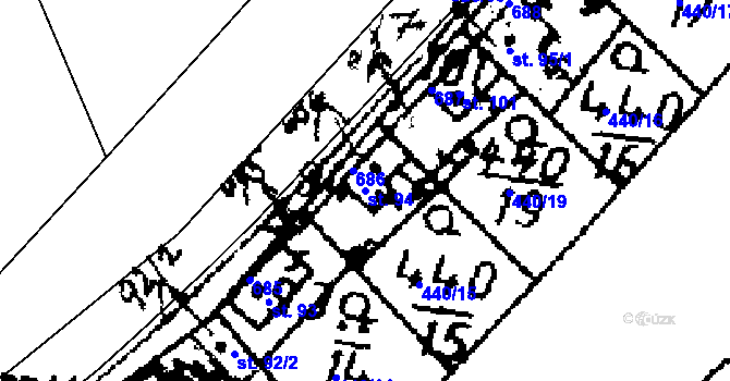 Parcela st. 94 v KÚ Jemníky, Katastrální mapa