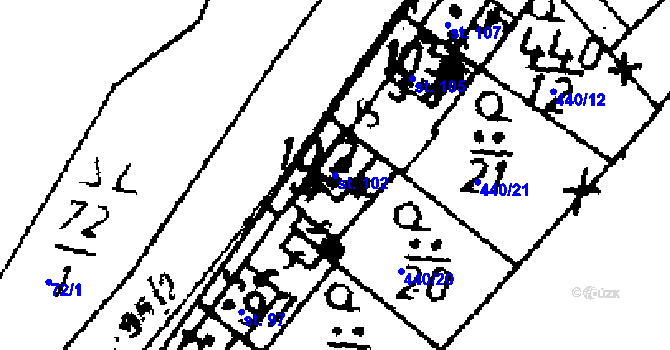 Parcela st. 102 v KÚ Jemníky, Katastrální mapa