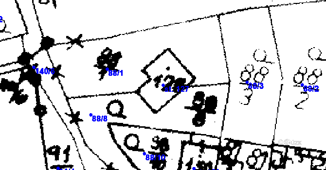 Parcela st. 127 v KÚ Jemníky, Katastrální mapa