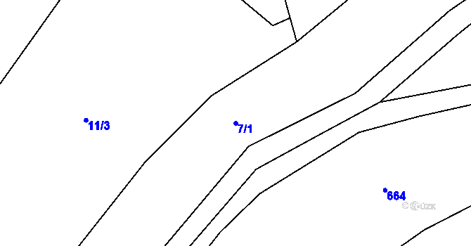 Parcela st. 7/1 v KÚ Jemníky, Katastrální mapa