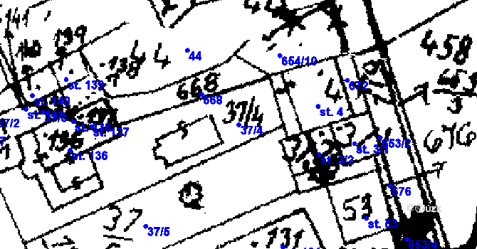 Parcela st. 37/4 v KÚ Jemníky, Katastrální mapa