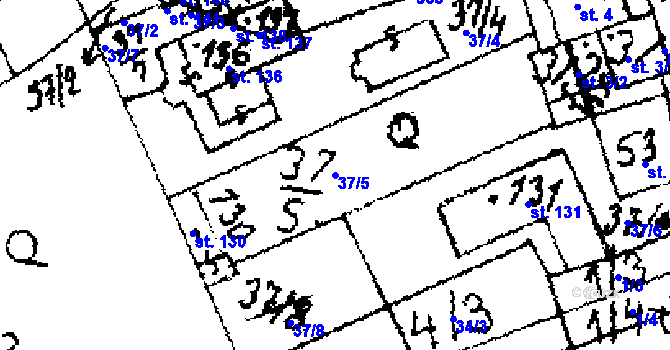 Parcela st. 37/5 v KÚ Jemníky, Katastrální mapa