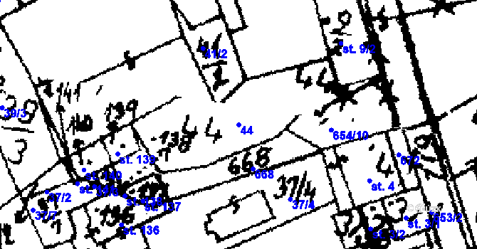 Parcela st. 44 v KÚ Jemníky, Katastrální mapa