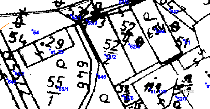 Parcela st. 52/2 v KÚ Jemníky, Katastrální mapa