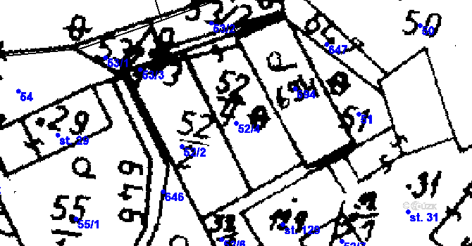 Parcela st. 52/4 v KÚ Jemníky, Katastrální mapa