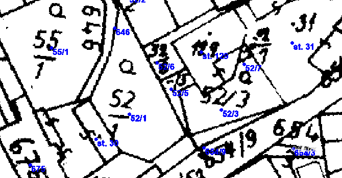 Parcela st. 52/5 v KÚ Jemníky, Katastrální mapa