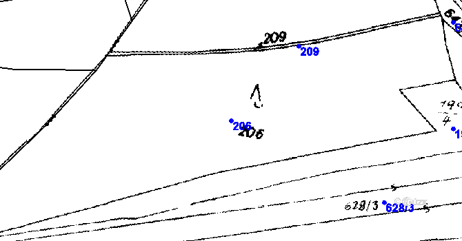 Parcela st. 206 v KÚ Jemníky, Katastrální mapa