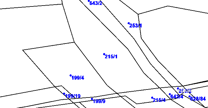 Parcela st. 215/1 v KÚ Jemníky, Katastrální mapa