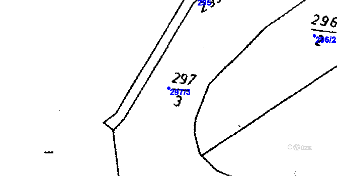 Parcela st. 297/3 v KÚ Jemníky, Katastrální mapa