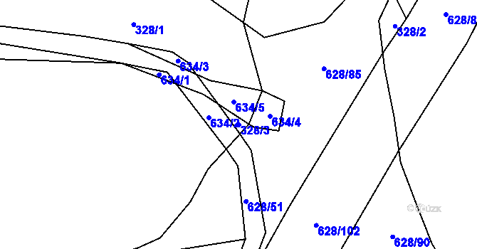 Parcela st. 328/3 v KÚ Jemníky, Katastrální mapa