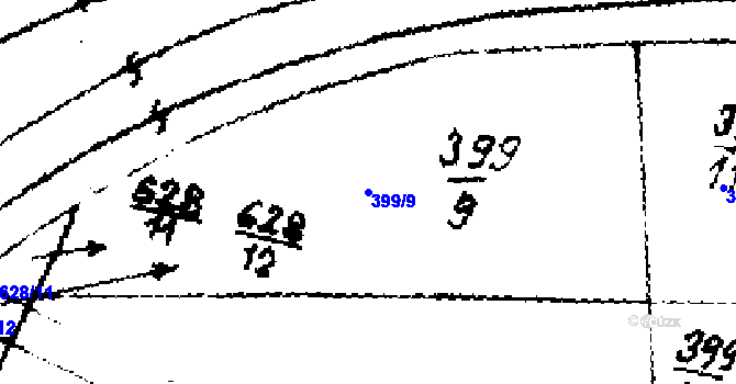 Parcela st. 399/9 v KÚ Jemníky, Katastrální mapa