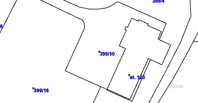 Parcela st. 399/10 v KÚ Jemníky, Katastrální mapa