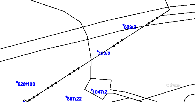 Parcela st. 422/2 v KÚ Jemníky, Katastrální mapa