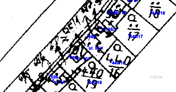 Parcela st. 95/1 v KÚ Jemníky, Katastrální mapa