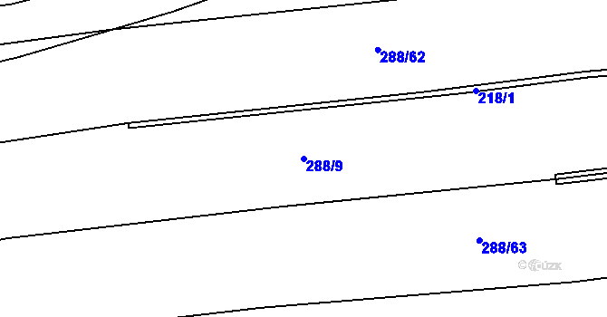 Parcela st. 288/9 v KÚ Jemníky, Katastrální mapa
