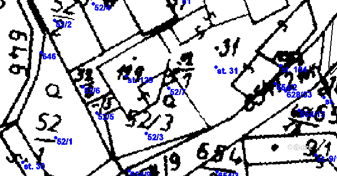 Parcela st. 52/7 v KÚ Jemníky, Katastrální mapa