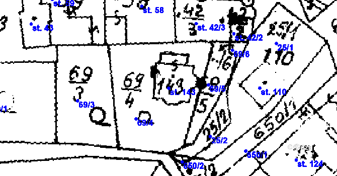 Parcela st. 143 v KÚ Jemníky, Katastrální mapa