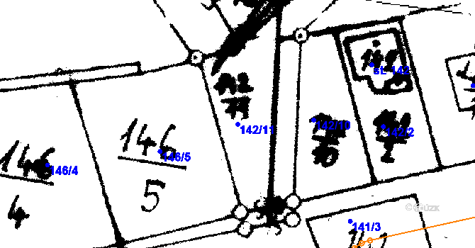 Parcela st. 142/11 v KÚ Jemníky, Katastrální mapa