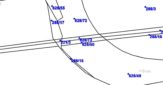 Parcela st. 628/50 v KÚ Jemníky, Katastrální mapa
