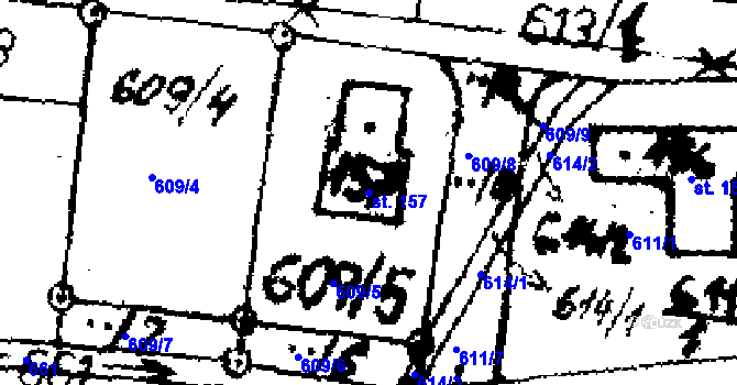 Parcela st. 157 v KÚ Jemníky, Katastrální mapa