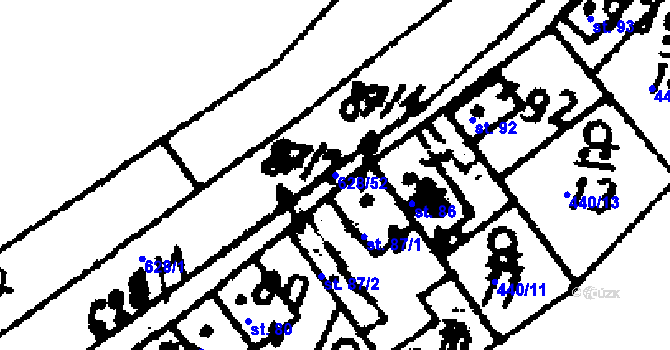 Parcela st. 628/52 v KÚ Jemníky, Katastrální mapa