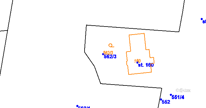 Parcela st. 562/3 v KÚ Jemníky, Katastrální mapa