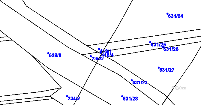 Parcela st. 418/4 v KÚ Jemníky, Katastrální mapa
