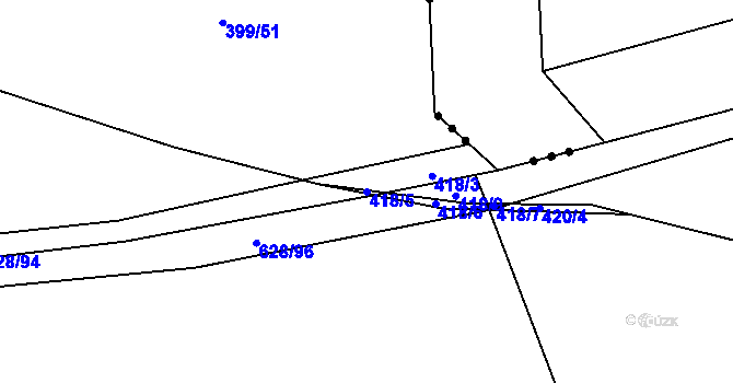 Parcela st. 418/5 v KÚ Jemníky, Katastrální mapa