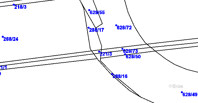 Parcela st. 221/3 v KÚ Jemníky, Katastrální mapa
