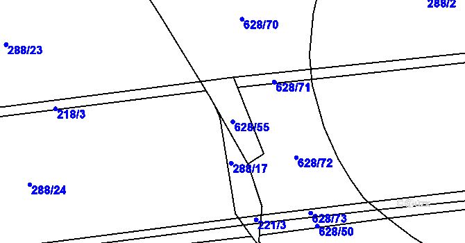 Parcela st. 628/55 v KÚ Jemníky, Katastrální mapa