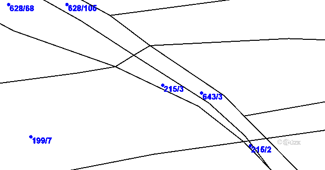 Parcela st. 215/3 v KÚ Jemníky, Katastrální mapa