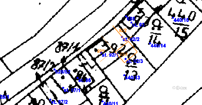 Parcela st. 92/1 v KÚ Jemníky, Katastrální mapa