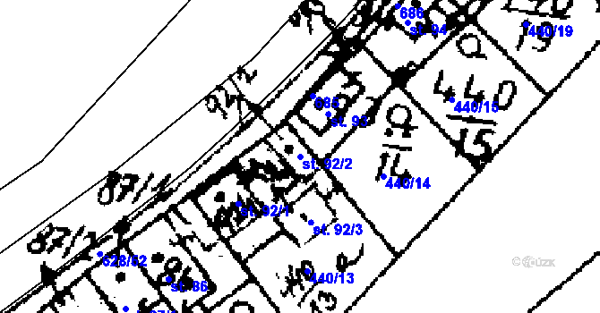 Parcela st. 92/2 v KÚ Jemníky, Katastrální mapa