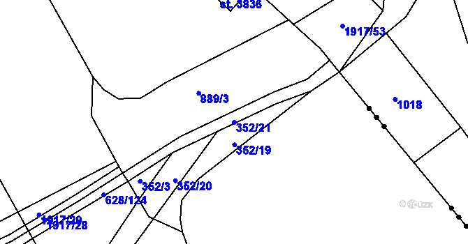 Parcela st. 352/21 v KÚ Jemníky, Katastrální mapa