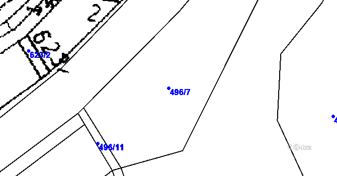 Parcela st. 496/7 v KÚ Jemníky, Katastrální mapa