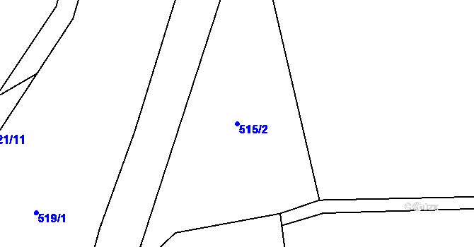 Parcela st. 515/2 v KÚ Jemníky, Katastrální mapa
