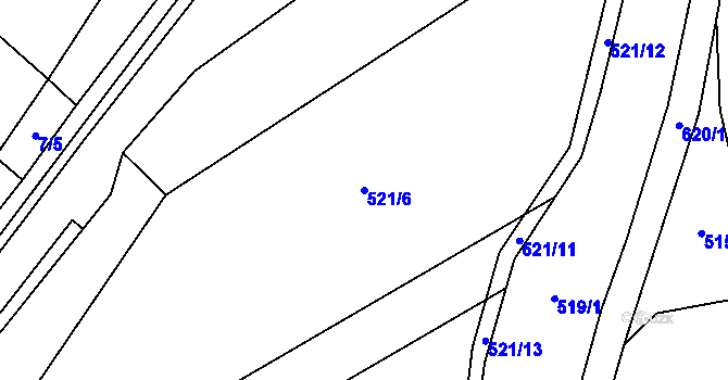 Parcela st. 521/6 v KÚ Jemníky, Katastrální mapa